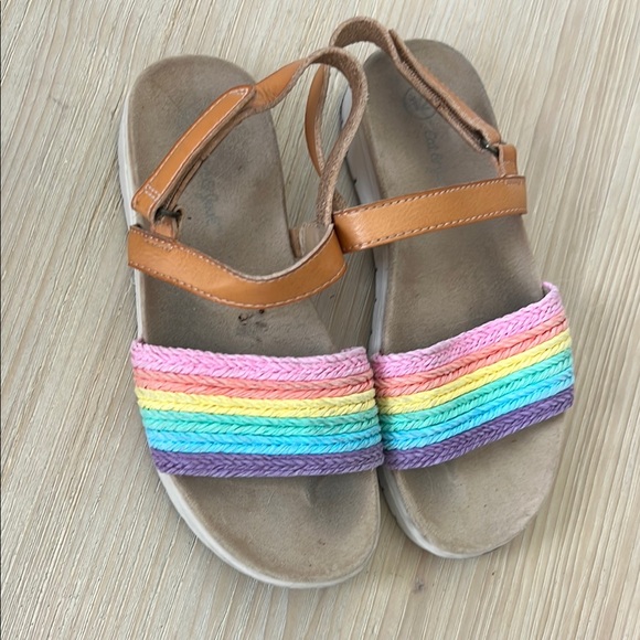 Colorful cat and jack rainbow espadrille and leather Kids Sandals - Picture 2 of 4